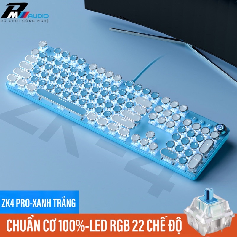 Bàn Phím Cơ ZK4 PRO Và Chuột Máy Tính Laptop G15 Nút Tròn Màu Hồng Xanh Trắng LED RGB Đổi Màu Nhiều Chế Độ