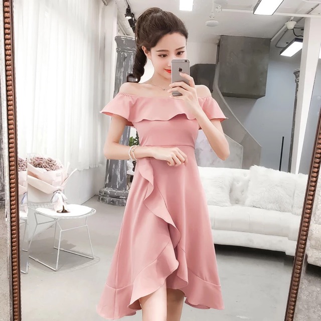 (4 ảnh thật) Hot Hot mẫu váy ngắn tà bèo trễ vai siêu xinh oder