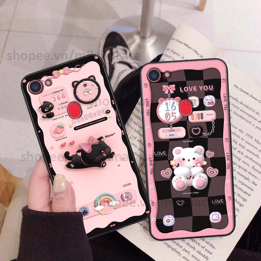 Ốp Oppo F5 / F5 Youth / F7 hình đồng hồ icon gấu mèo cute cực dễ thương ngộ nghĩnh