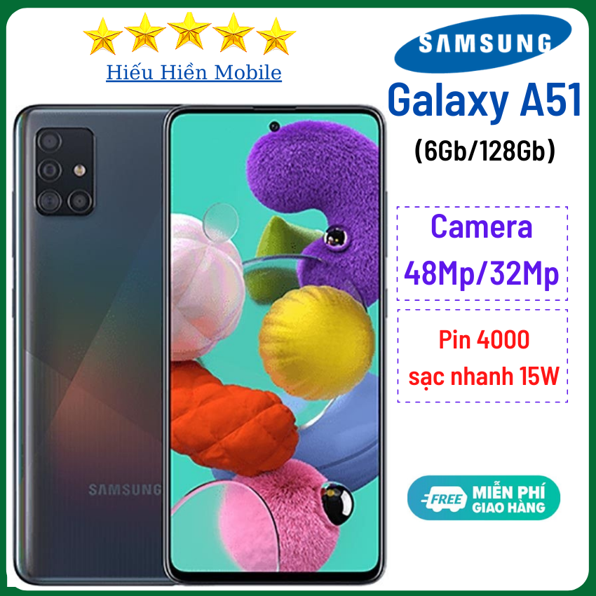 Điện thoại Samsung Galaxy A51 (6Gb/128GB)- sản phẩm giá rẻ cấu hình cao -Hiếu Hiền mobile- Hàng Chính Hãng