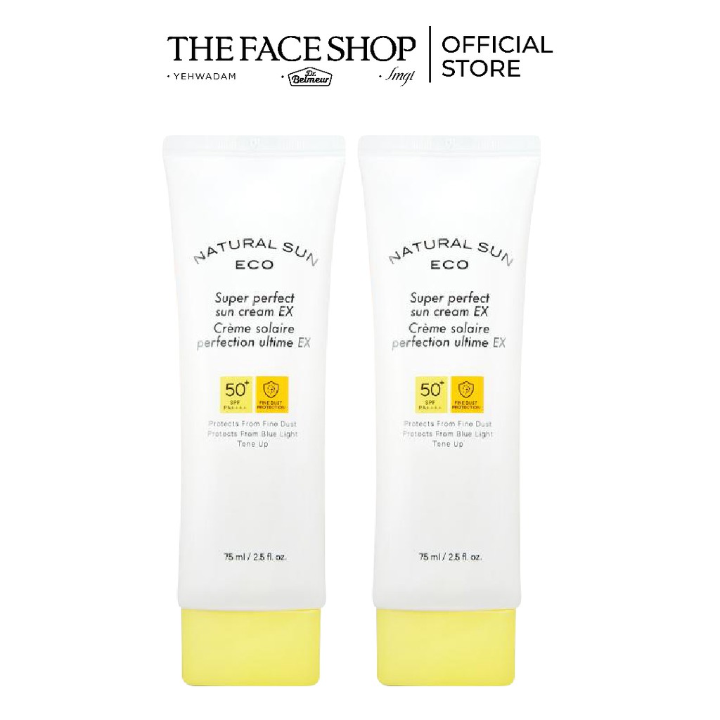 [Mã COSTFST3 -8% đơn 250K] Bộ 02 Kem Chống Nắng Chống Bụi Mịn Ánh Sáng Xanh THEFACESHOP NATURAL SUN ECO 45MlX2