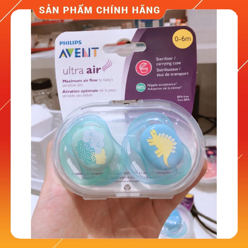 Ty giả Philips Avent Ultra Air Pacifier, 0-6 months,SCF344/20 -( Gía bán lẻ 1 chiếc , không có hộp khi mua lẻ )