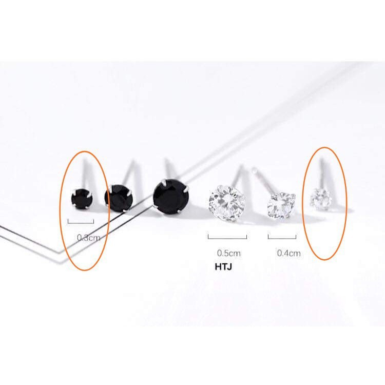 Bông tai nụ đá bạc ta trẻ em cao cấp -Trang sức TNC Jewellery