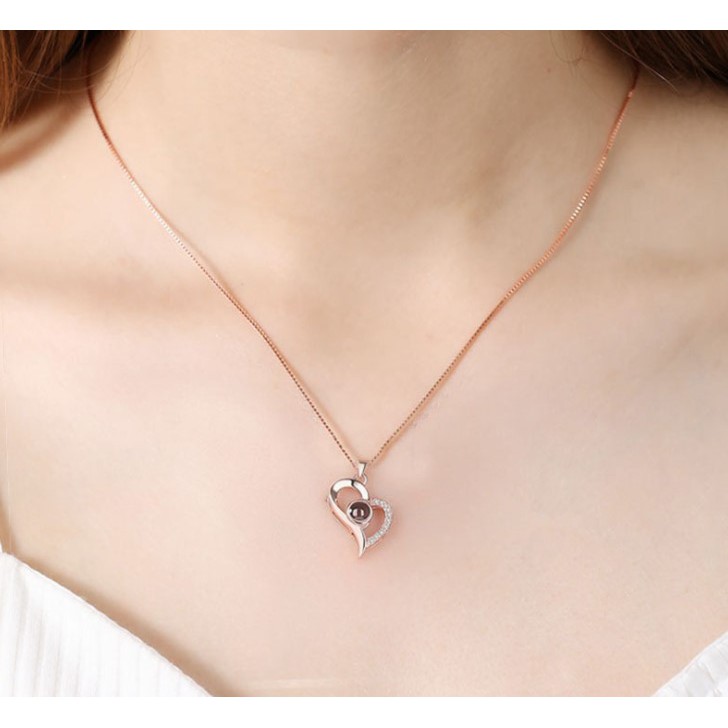 Dây Chuyền Bạc Nữ Dây Chuyền Đính Đá Bằng Bạc Thật S925 Cao Cấp - Dây Chuyền Mặt Trái Tim Đính Ngọc