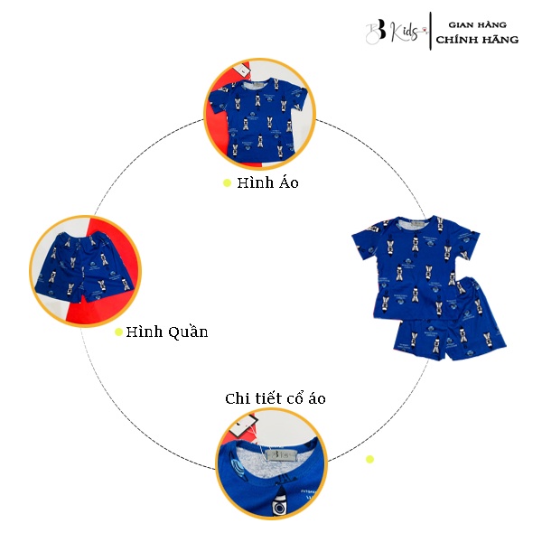 Bộ Cotton Ngắn Tay BB Kids Họa Tiết Vũ Trụ Màu Xanh Cho Bé Trai