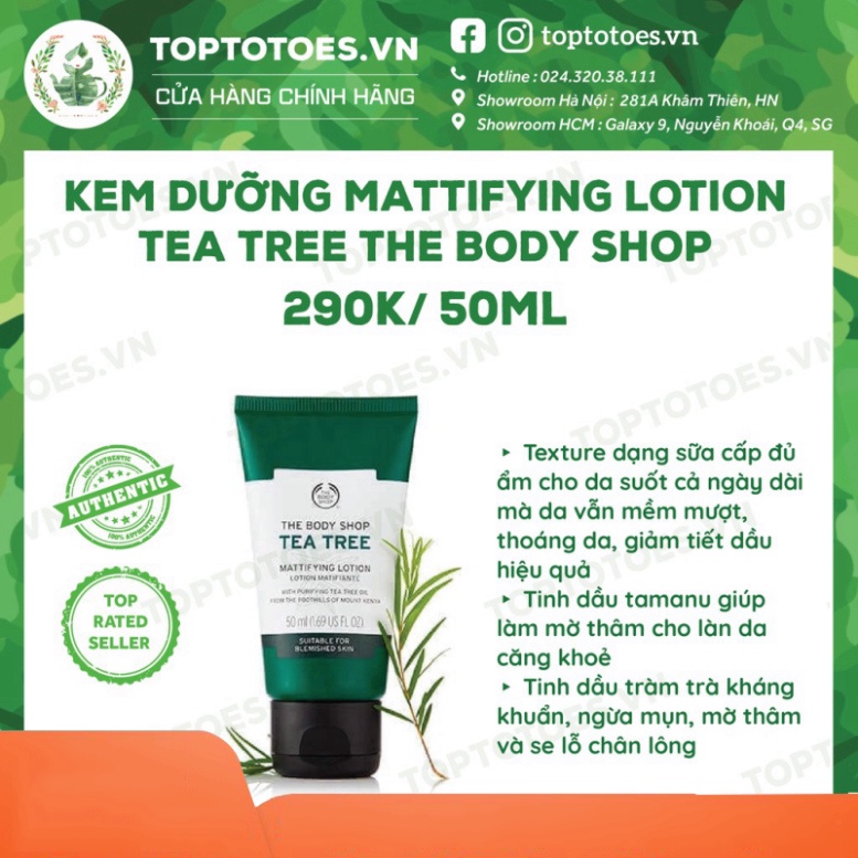 HOT CĂNG Kem dưỡng The Body Shop Tea Tree Mattifying Lotion kiềm dầu, ngừa mụn HOT CĂNG