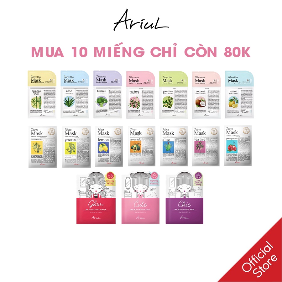 COMBO 10 Miếng Mặt Nạ Ariul Bất Kỳ