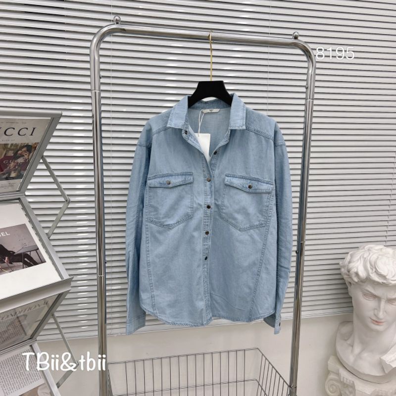 Áo sơmi jean 2 túi ngực hàng QCL1