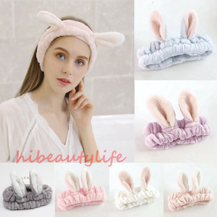 Băng đô tai thỏ dễ thương rửa mặt cho bé gái