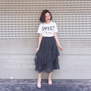 Chân váy bi xoè bèo tầng