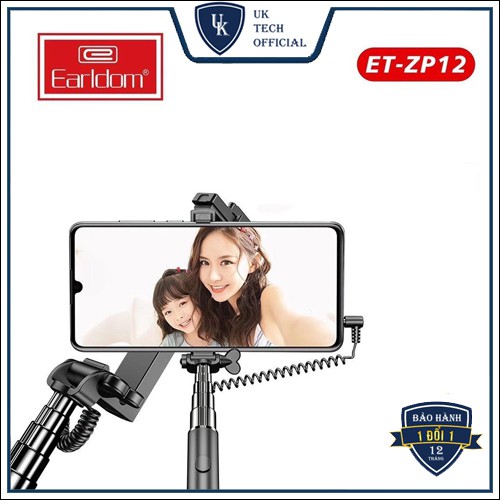 Gậy Chụp Hình Tự Sướng Selfie Earldom ZP-12 Chân cắm 3.5 mm Cho Iphone, Samsung, Oppo, Xiaomi... Siêu bền đẹp