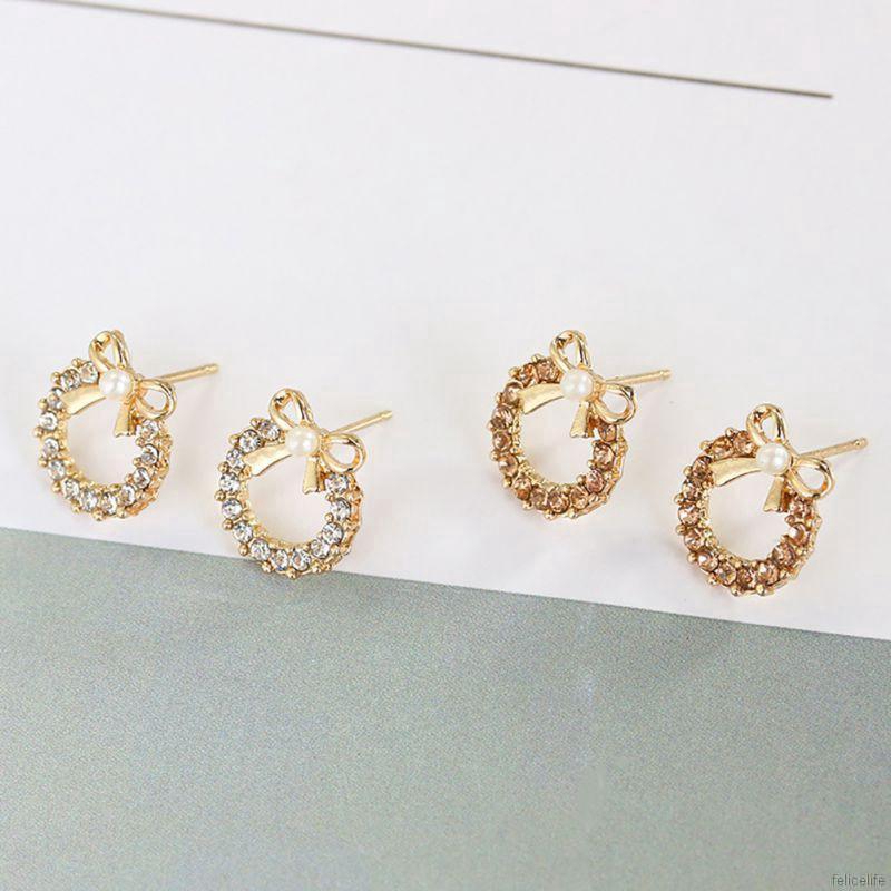 Hoa tai đính đá và ngọc trai thanh lịch dành cho nữ