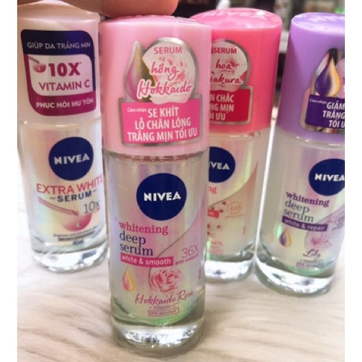 MỚI!!! - Lăn ngăn mùi NIVEA serum giúp dưỡng trắng chuyên sâu hương hoa hồng Hokkaido