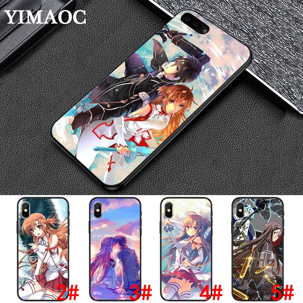 iPhone XS Max XR X 7 8 6 6S Plus 5 5S SE 469B Sword Art Online SAO Japan anime Soft Case