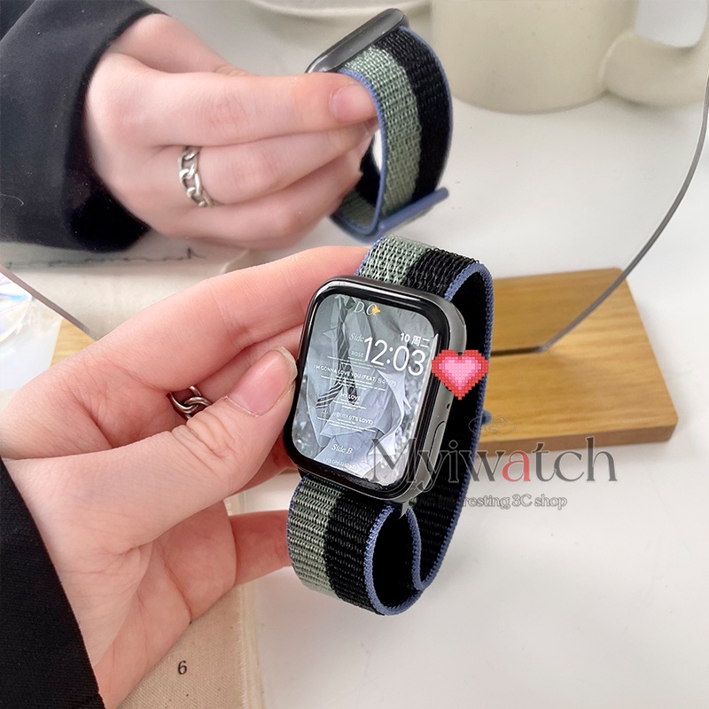 Dây Đeo Thể Thao Co Giãn 45mm 41mm 44mm 40mm 38mm 42mm Cho iWatch serie 7 6 5 4 SE 3 2 1