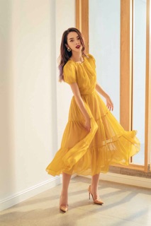 Đầm maxi lụa bèo tầng -HBV1041