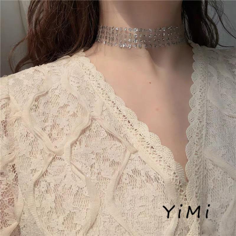 Vòng cổ Đính Kim Sa Lấp Lánh Phong Cách Quyến Rũ Dành Cho Nữ