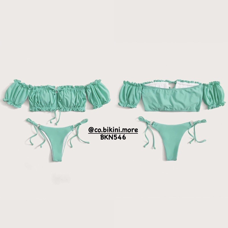 [BKN546] &lt;ÂU&gt; SET BIKINI TRỄ VAI HỒNG BABY/XANH MINT