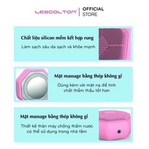 Máy rửa mặt kèm chức năng đẩy tinh chất Lescolton 2 mặt 4 chức năng đẩy tinh chất, massage, nâng cơ, rửa mặt