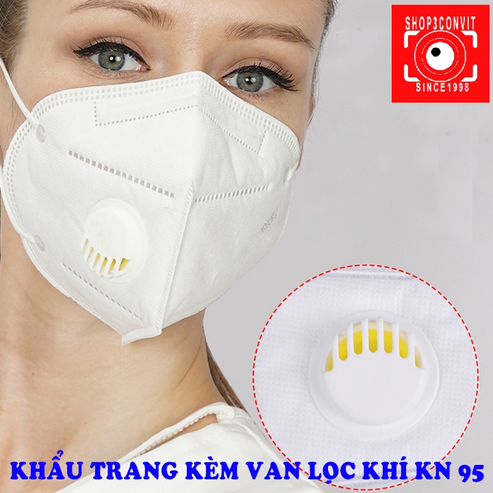 Khẩu trang kèm van lọc khí KN95 trắng