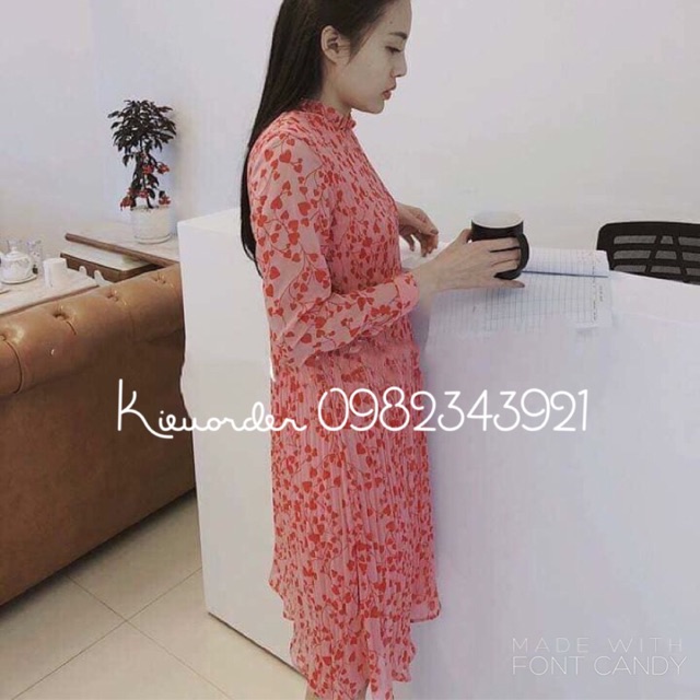 Váy voan dập li HM