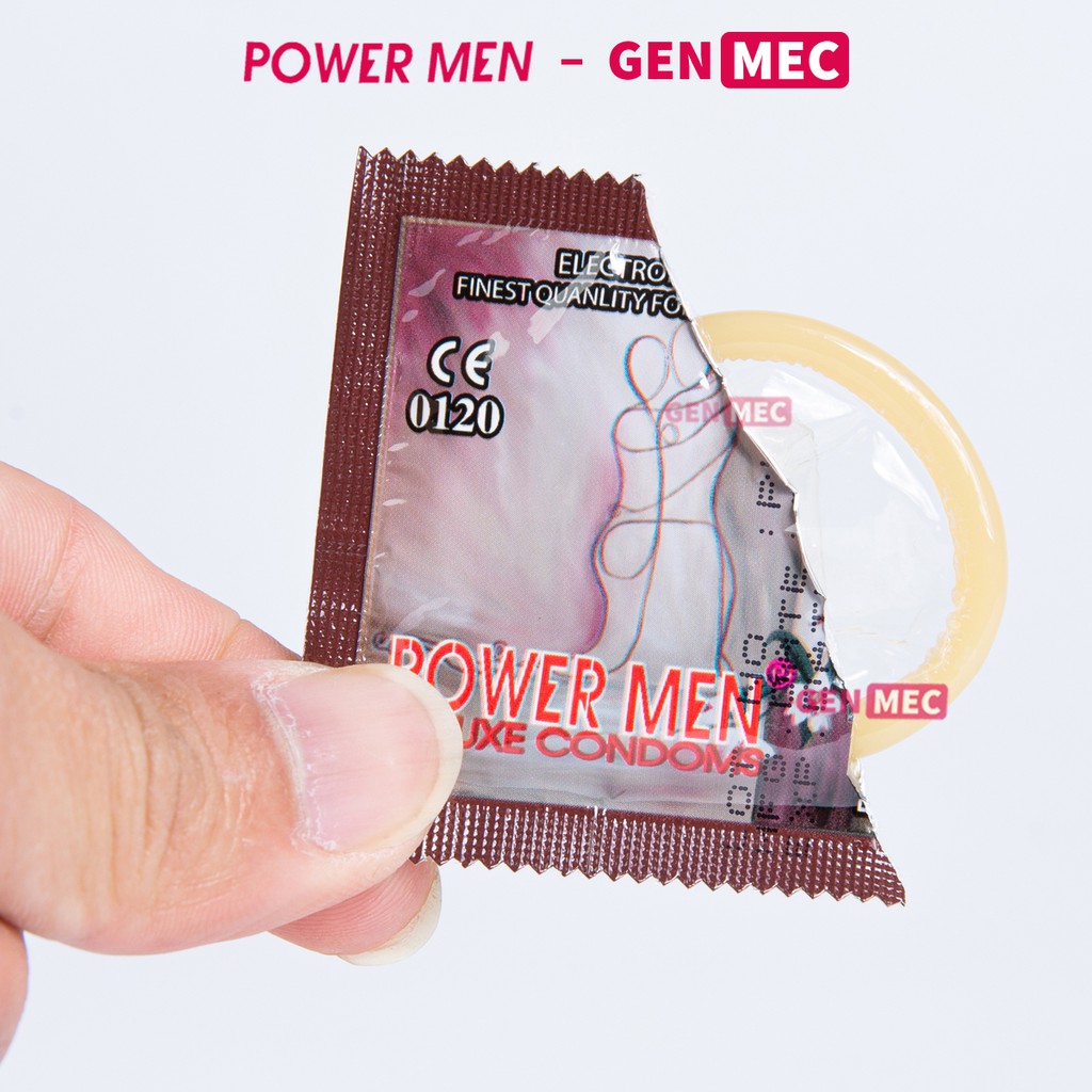 Bao Cao Su Siêu Mỏng Kéo Dài Thời Gian Power Men Super Thin Type - BCS Power Men Tím Hộp 12 bao - Genmec