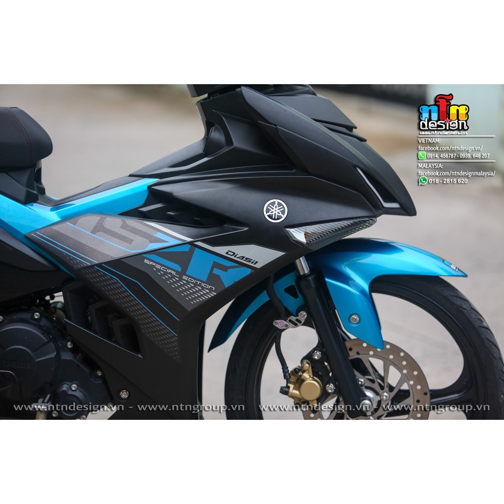 Tem Rời Dán Xe Exciter 150 Mẫu Zin 2021 Chữ Y15ZR Đen Xanh Xám Cực Chất, Hàng 3 Lớp Chất Lượng Cao