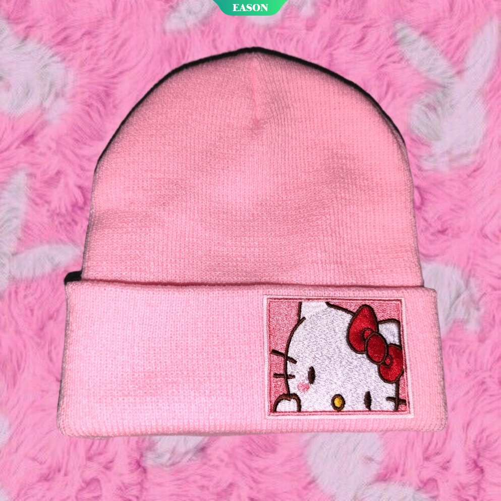 Mũ Len Dệt Kim Mềm Mại Họa Tiết hello kitty Thời Trang Xuân Thu Cho Nữ 2022
