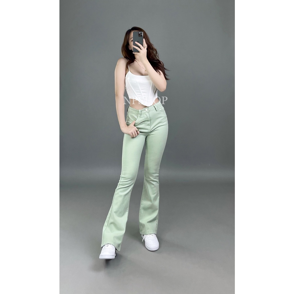 Quần jean nữ ống loe lưng cao nhiều màu nổi bật NPQ054