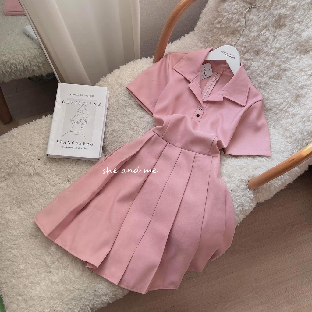 Váy Polo Đầm Polo Hồng Pastle Xếp Ly Chất Vải Dày Dặn Cực Đẹp (Ảnh thật ở cuối) | BigBuy360 - bigbuy360.vn