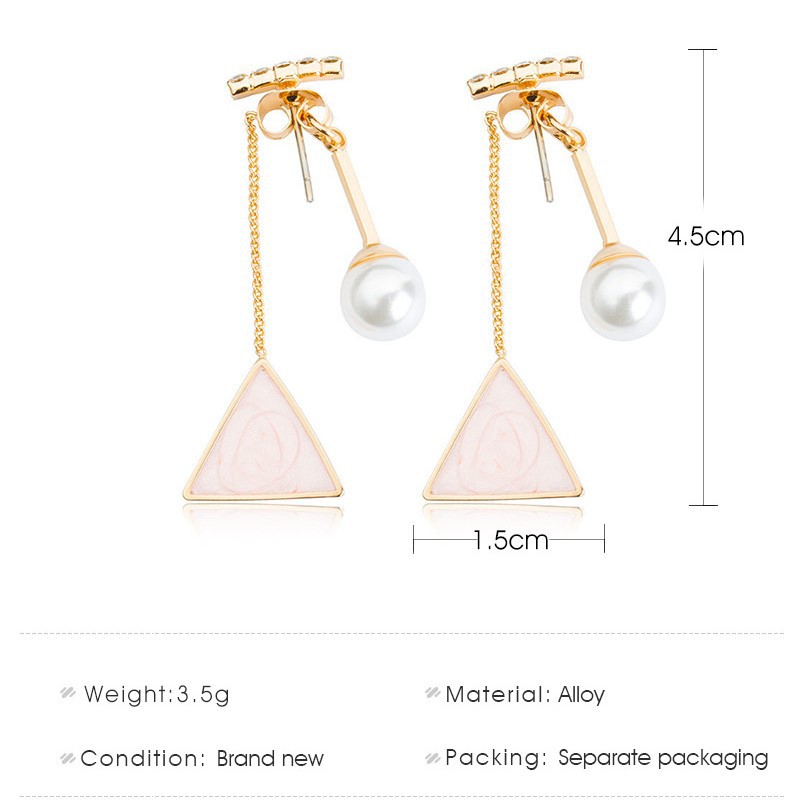 [Mã FASHIONT4FA2 giảm 10K đơn 50K] Fashionable Delicate Pearl Triangular Earrings for Women