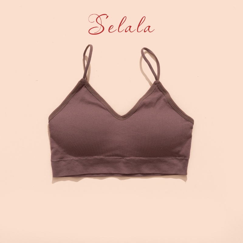 Áo Bra Selala 2 Dây Gân Tăm Cổ V Sexy Vải Mềm Thoải Mái BR25