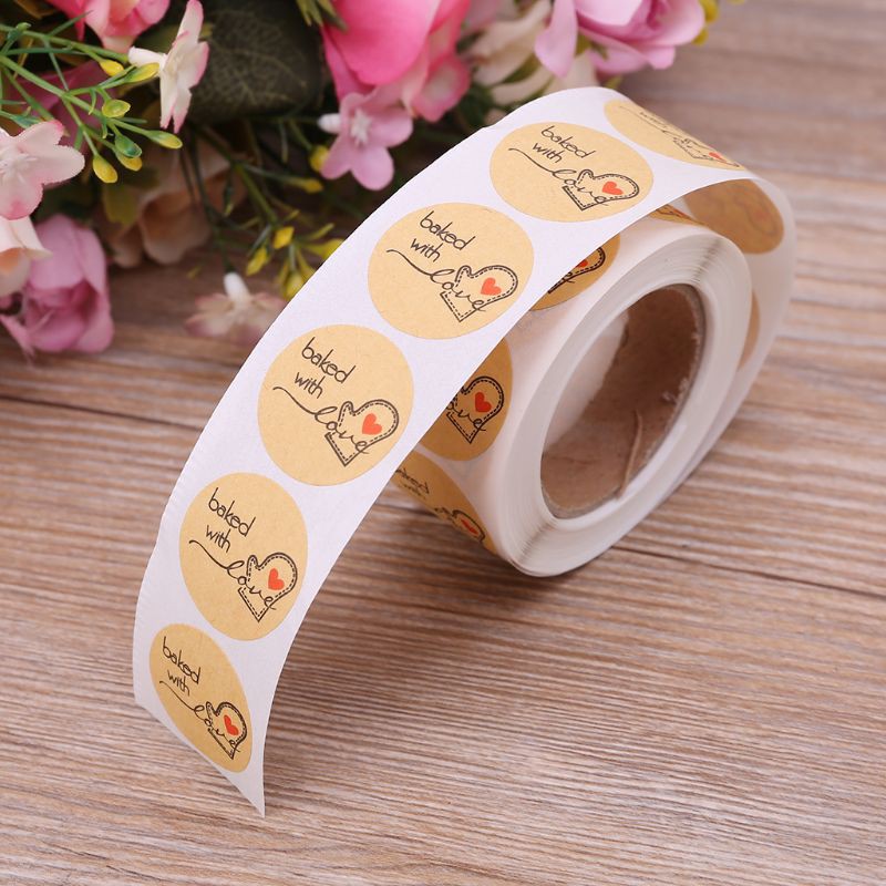 Cozyx Cozyx 500pcs With Love Paper Sticker Adhesive Baking Label