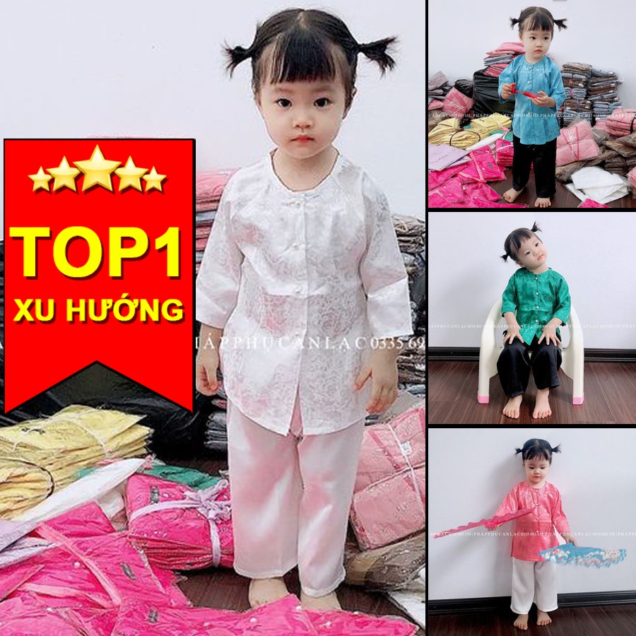 Đồ bà ba cho bé gái thiết kế AN LẠC FASHION, bộ áo và quần lụa gấm cao cấp mềm mịn, thoáng mát