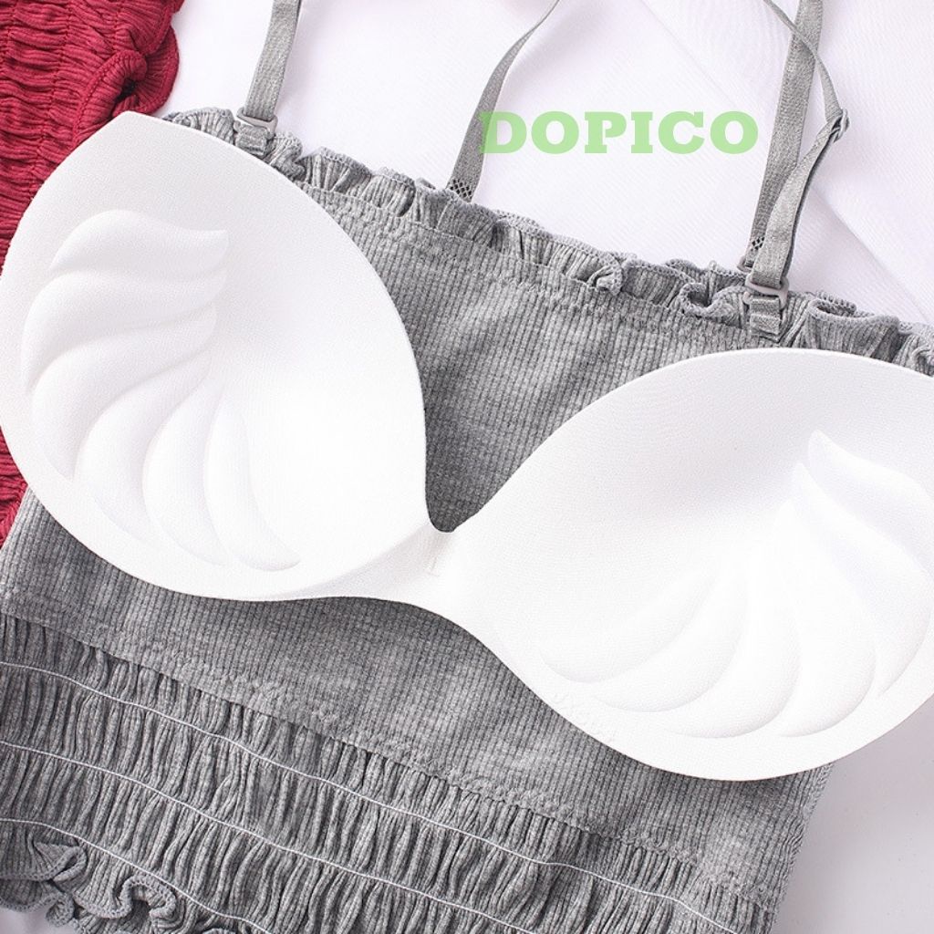 Áo bra ren nữ 2 dây nhún dáng dài phong cách áo croptop cực xinh DOPICO B6843