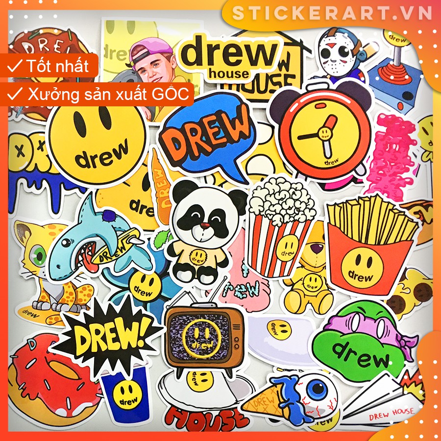 [DREW] 50 Sticker chống nước ,dán xe laptop mũ bảo hiểm vali...