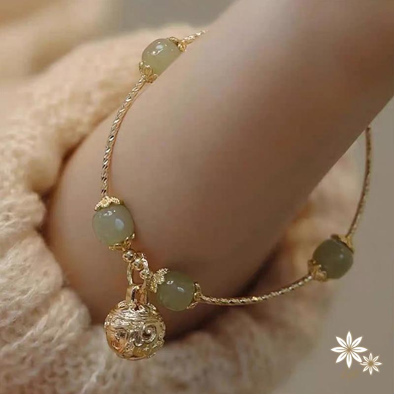 【kifli】Vòng Tay Chuỗi Hạt Mạ Vàng Đính Chuông Hợp Kim Thời Trang Cho Nữ