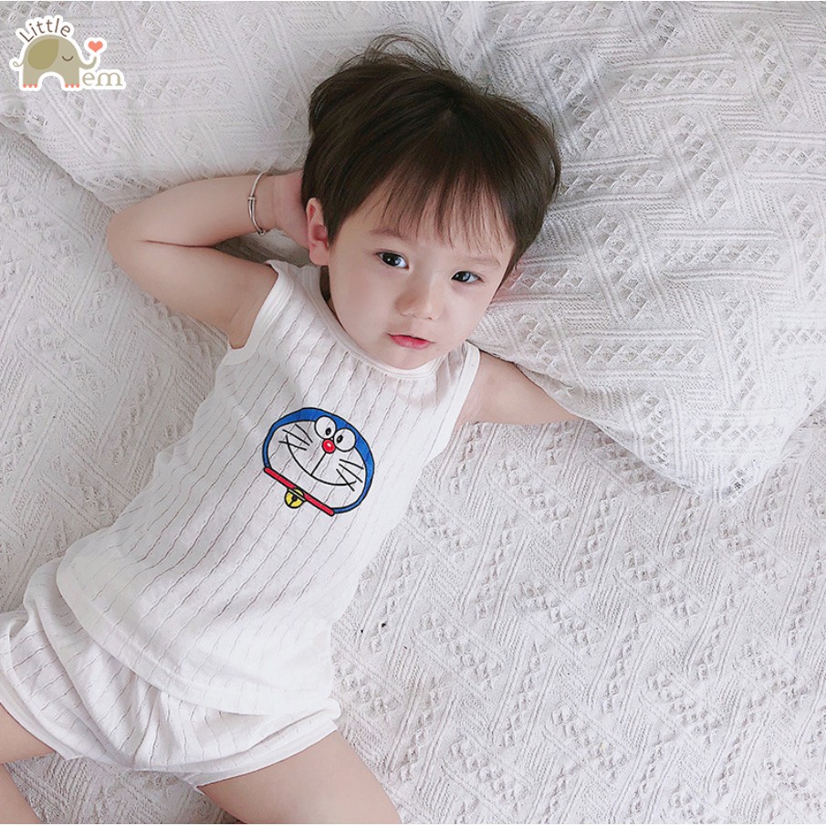 Bộ đồ bé trai/ bé gái Cotton xuất Nhật sát nách _ Doreamon / Maruko