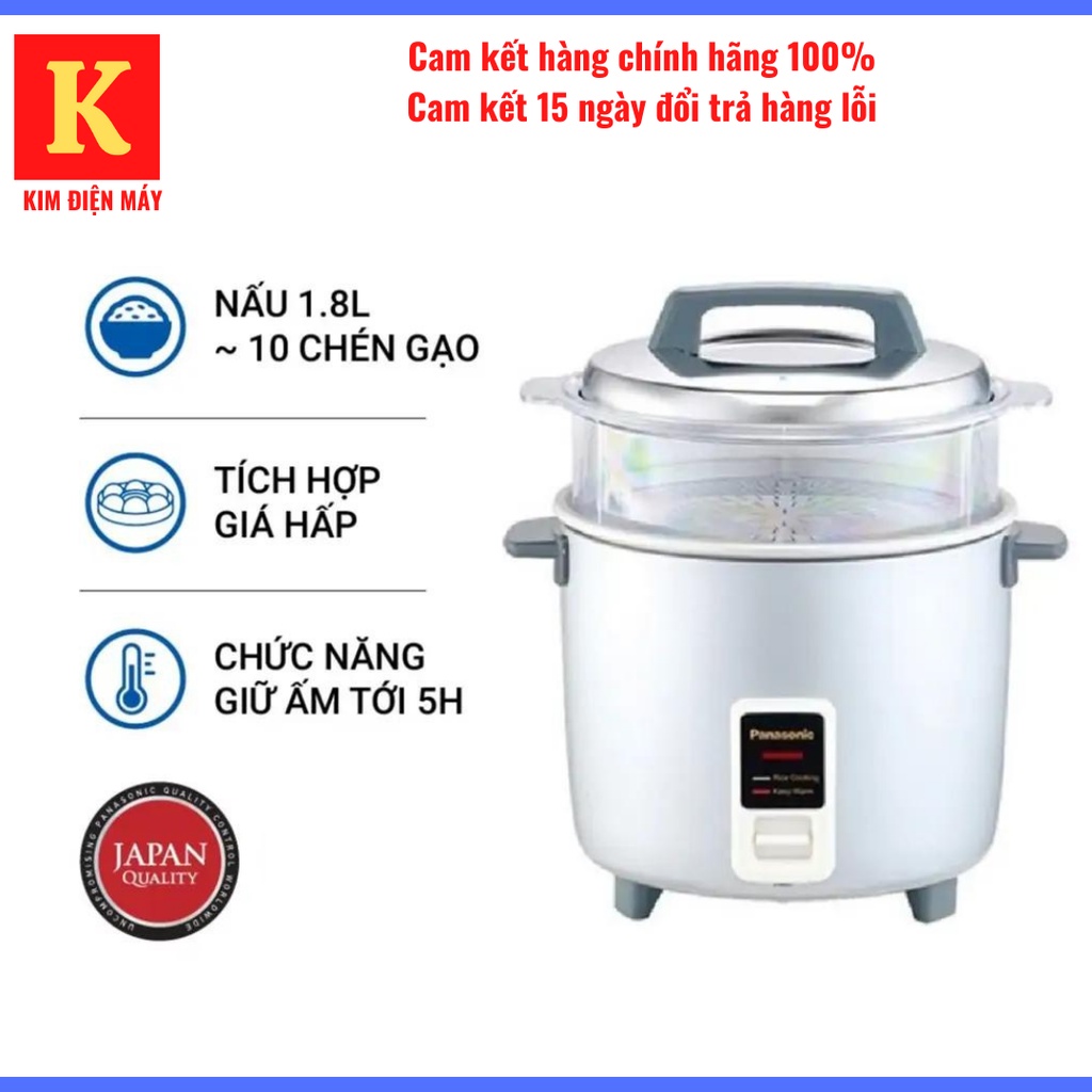 Nồi cơm điện Panasonic SR-W18GSLRA-nồi cơm điện nắp rời 1l8-600W-tiết kiệm điện bảo hành 12 tháng toàn quốc
