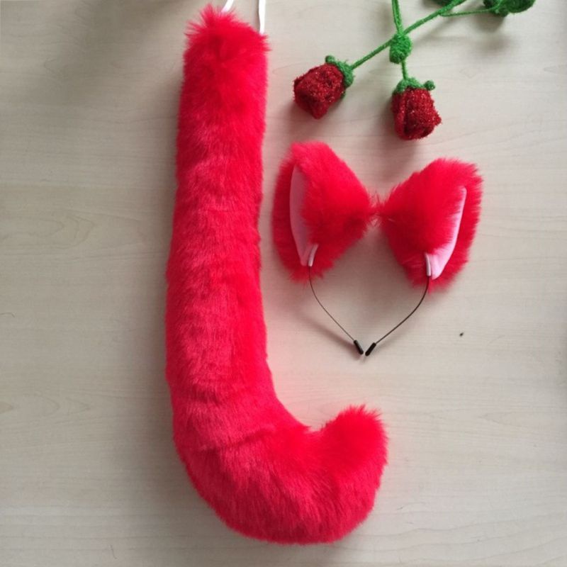 Khăn Bandana Đuôi Dài Màu Trơn Hóa Trang Mèo / Sói Bằng Bông Cho Người Lớn Và Trẻ Em