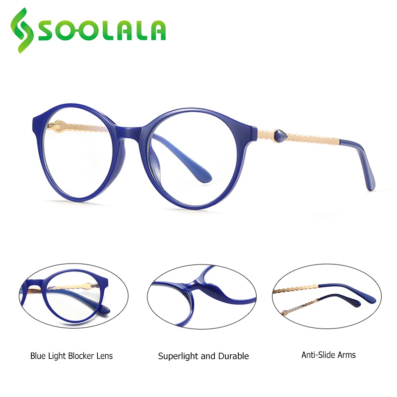Kính Đọc Sách Gọng Tròn Màu Xanh Lam SOOLALA TR90 Cho Nữ