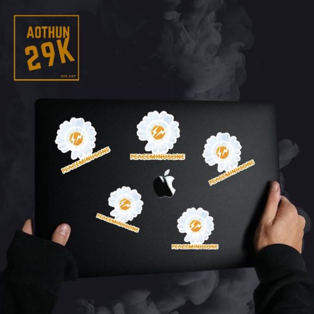 Set 5 Sticker Hoa Cúc Minusone Dán Trang Trí Laptop Vali Bàn Kệ Tủ