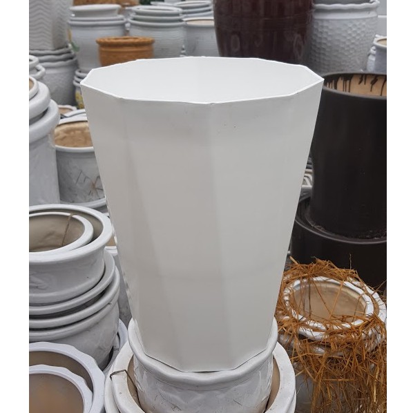 Chậu nhựa kim cương trắng D = 25cm - Shopchaucanh