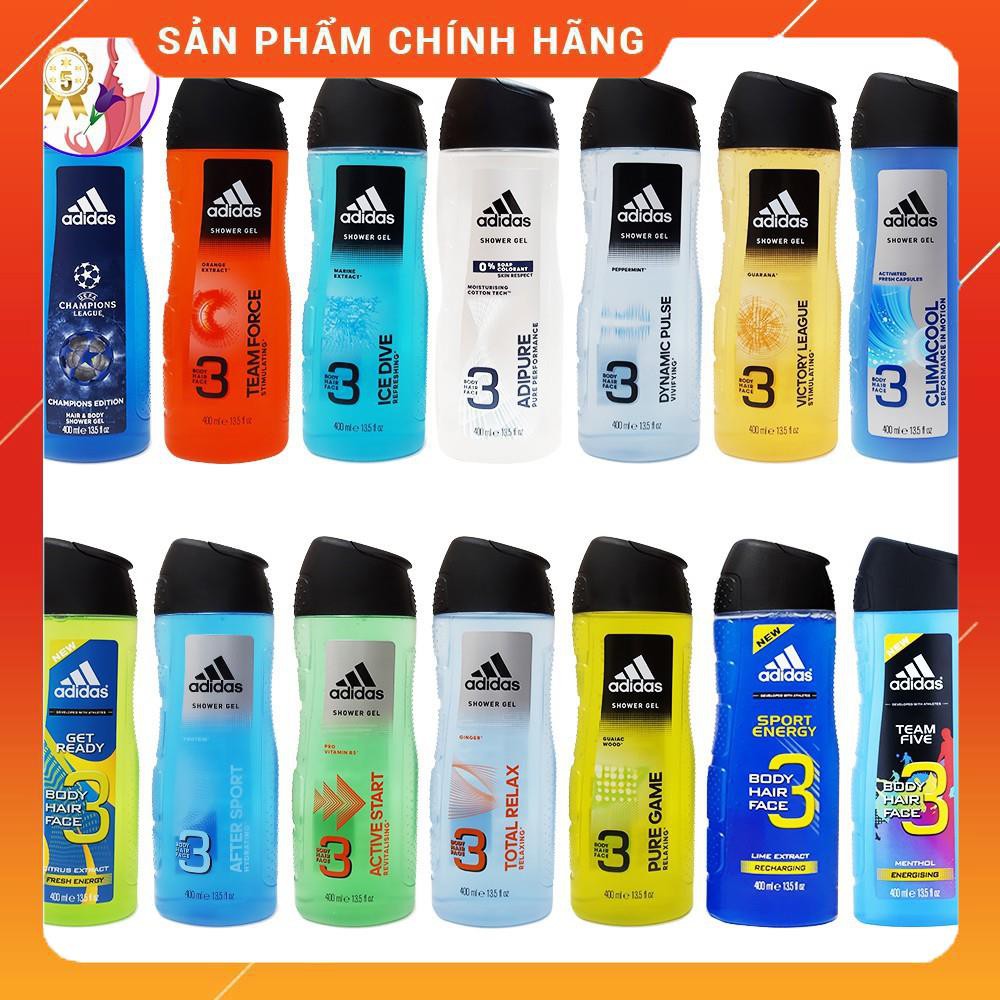 ADIDAS DẦU GỘI SỮA TẮM SỮA RỬA MẶT 3 IN 1 ADIDAS 400ML FRANCE PHÁP