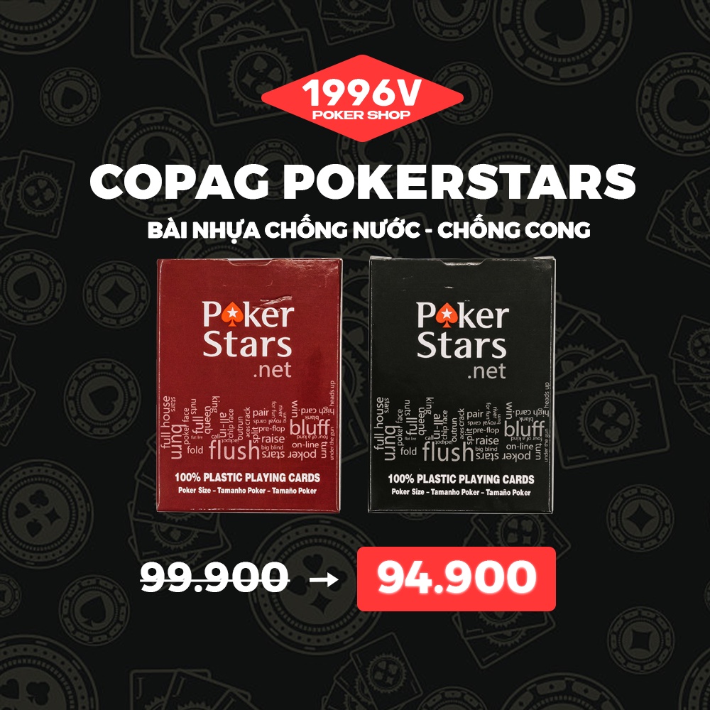 Bài tây nhựa bridge size, bài poker plastic card Poker Star số to Jumbo chống nước - 1996V Poker Shop