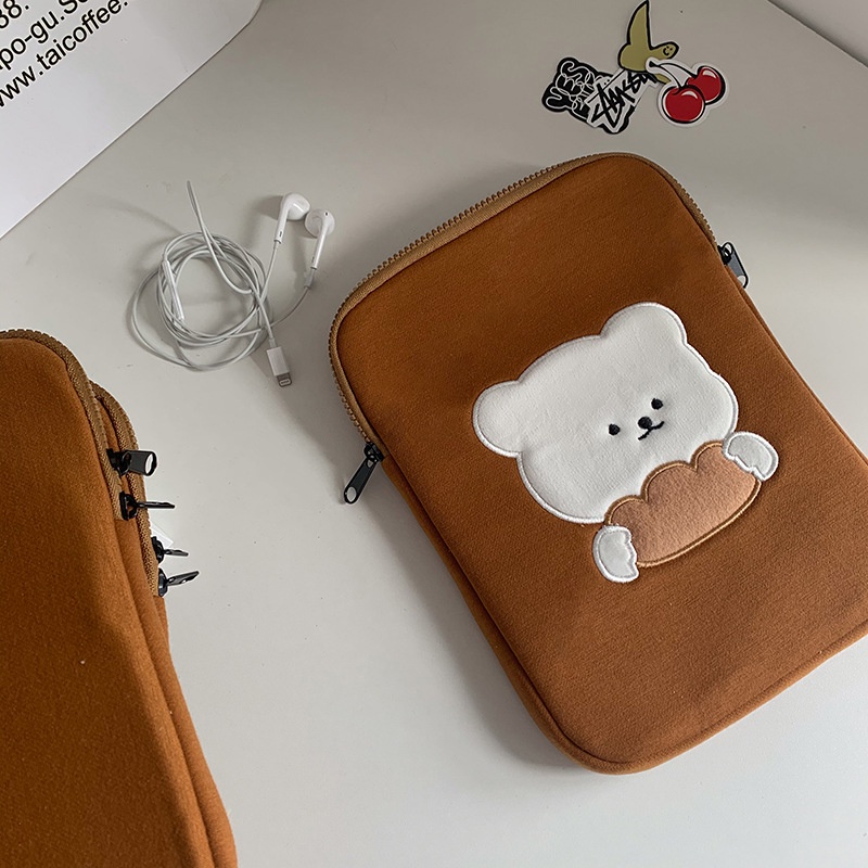 Túi Xách Đựng Máy Tính In Hình Gấu Nâu Phong Cách Hàn Quốc Cho Nữ