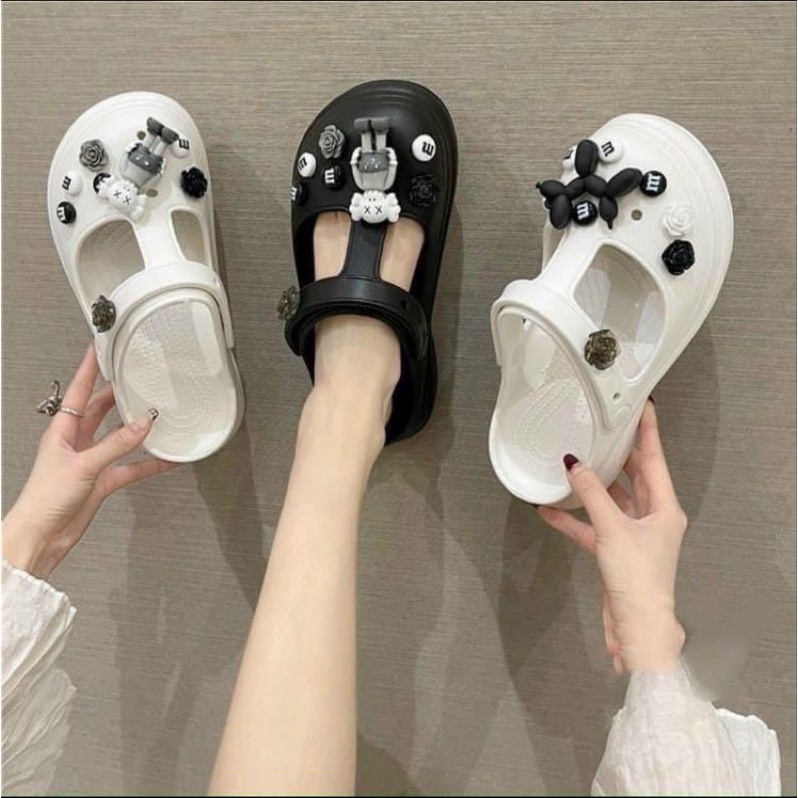 ( Tặng Sticker ) Dép Sục Cross Lạc Đà Độn Đế 4.5cm Siêu Nhẹ