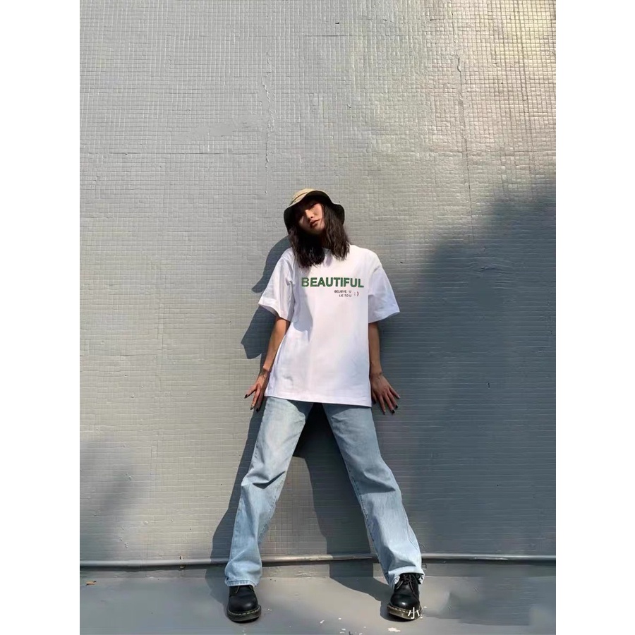 Áo Thun BEAUTIFUL Nam Nữ Unisex Form Rộng Tay Lỡ, AT101 trending xu hướng, Men Lì Fashion