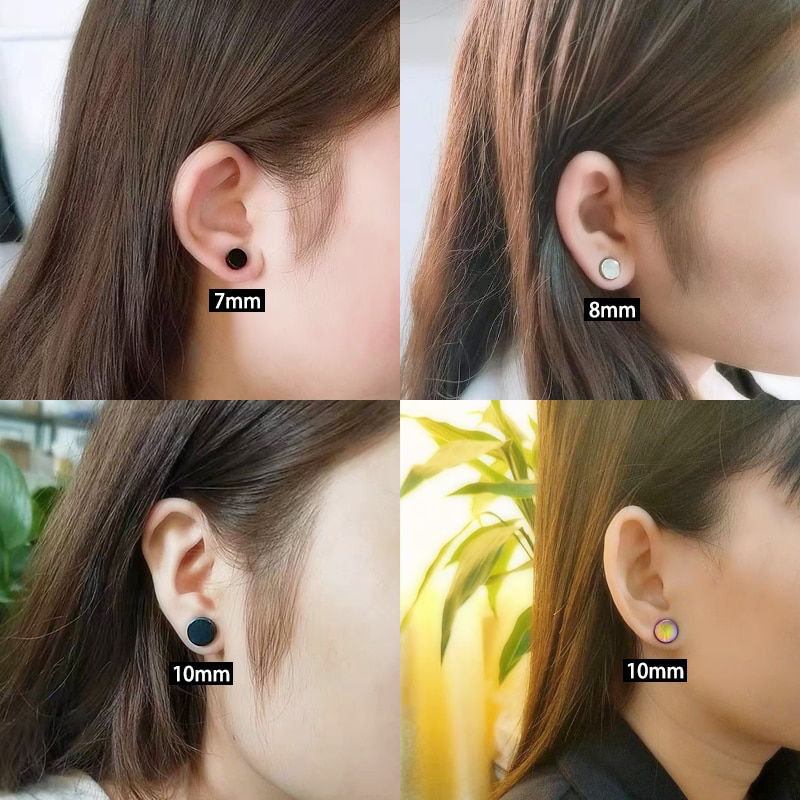 1 Đôi Khuyên Tai Nam Châm Tròn Bằng Thép Không Gỉ Màu Đen Thời Trang Hàn Quốc Dành Cho Nam Và Nữ