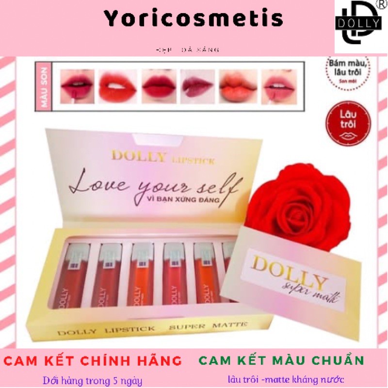 bộ Son kem lì Dolly màu đậm chất lượng cao phiên bản quà tặng [6 màu ]
